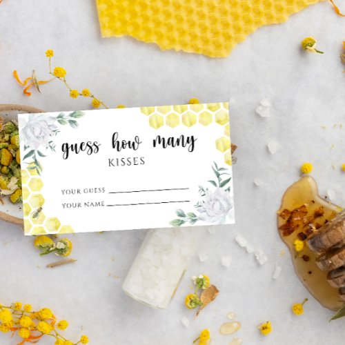 Bee floral _ guess how many KISSES bridal game Enclosure Card