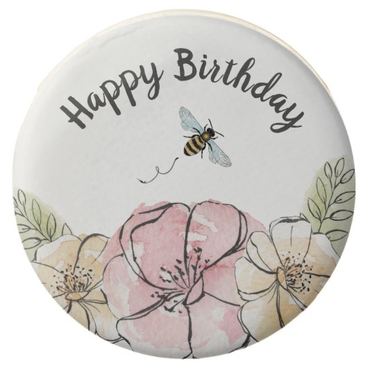 Bee Floral Happy Birthday Chocolate Covered Oreo (Front)