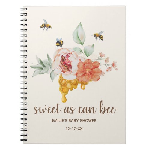 Bee Floral Honeycomb Baby Shower Guest Notebook