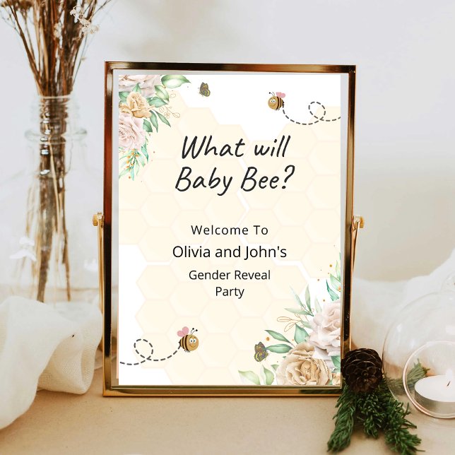 Bee Floral honeycombs gender reveal welcome sign (Creator Uploaded)