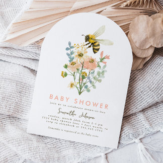 Bee Floral Mama-to-Bee Arch Baby Shower Invitation