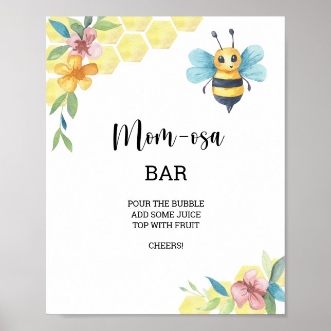 Bee floral \ Mom-osa bar  Poster (Front)