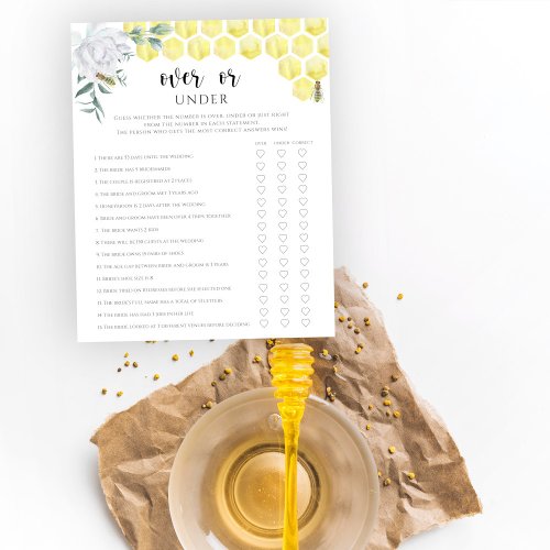 Bee floral over or under bridal shower game