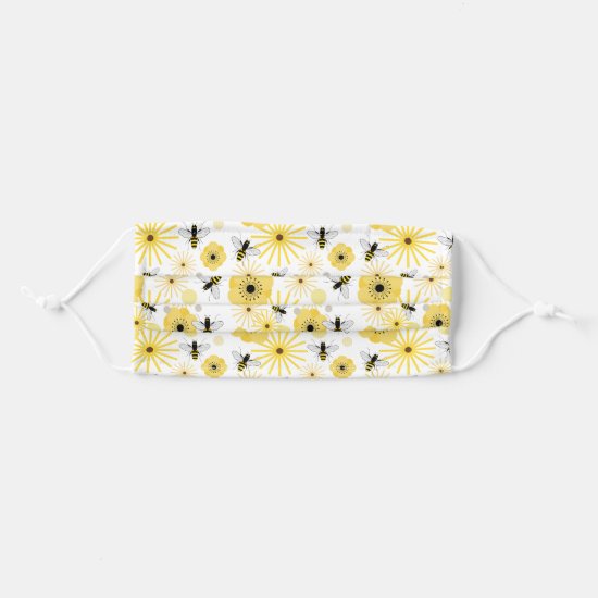 Bee Floral Pattern Adult Cloth Face Mask