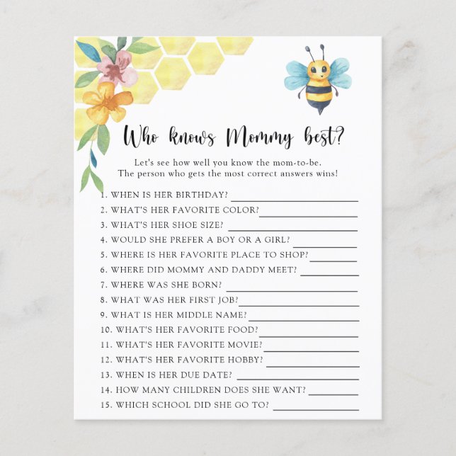 Bee floral - Who knows mommy best (Front)