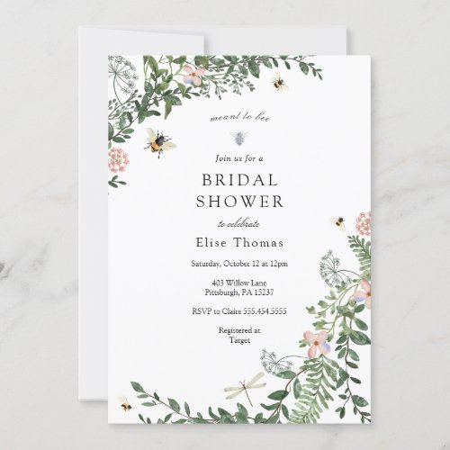 Bee Flower Garden Bridal Shower  Invitation