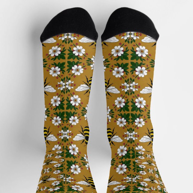 Bee Flower Pattern  Socks (Top)