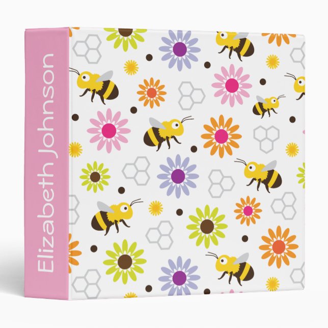 Bee & Flowers 3 Ring Binder (Front/Spine)