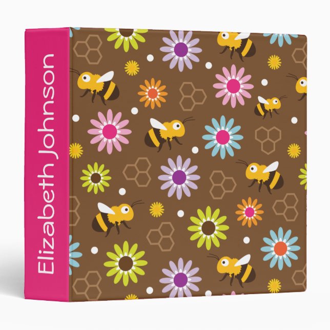 Bee & Flowers 3 Ring Binder (Front/Spine)
