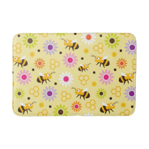 Bee & Flowers Bath Mat