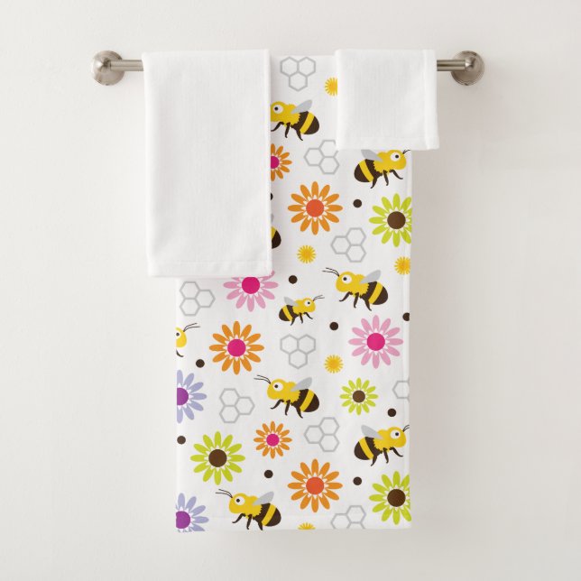 Bee & Flowers Bath Towel Set (Insitu)