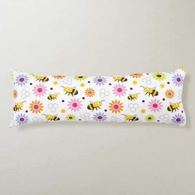 Bee & Flowers Body Pillow (Front)
