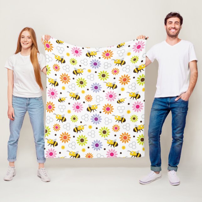 Bee & Flowers Fleece Blanket (In Situ)
