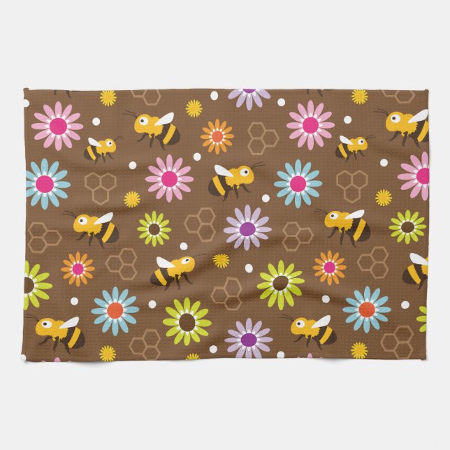 Bee & Flowers Kitchen Towel (Horizontal)