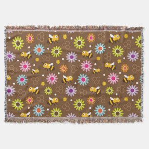 Bee & Flowers Throw Blanket