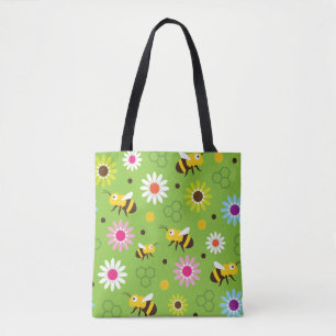 Bee & Flowers Tote Bag