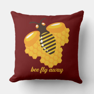 bee fly away throw pillow