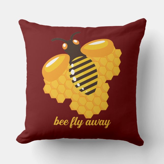 bee fly away throw pillow (Front)