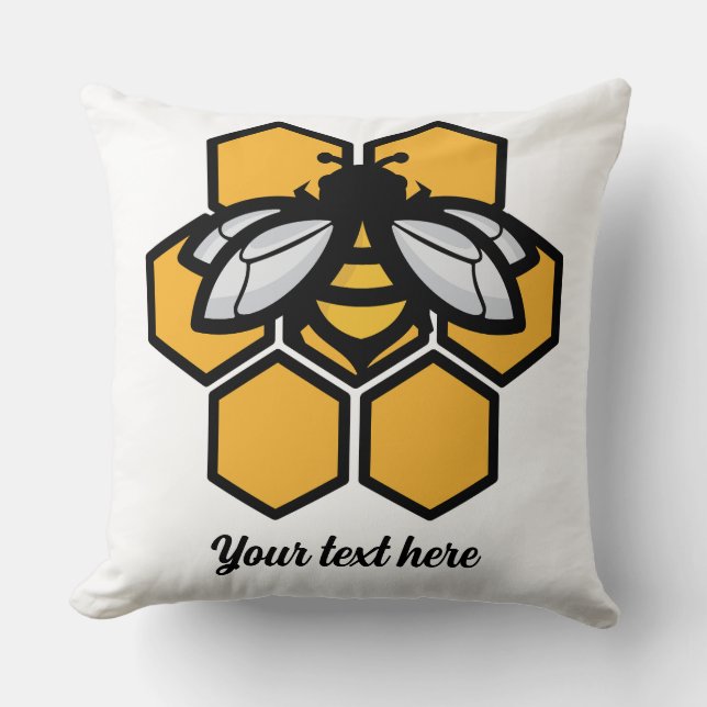bee fly away throw pillow (Front)