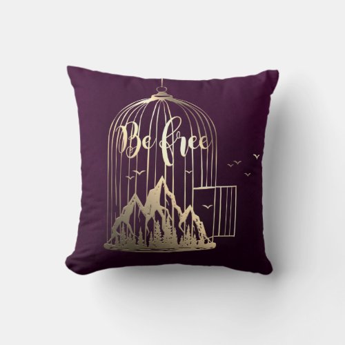 Bee Free Out Of Cage Bird Mountain Cottage Gold Throw Pillow