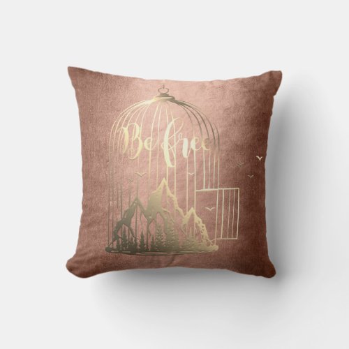 Bee Free Out Of Cage Bird Mountain Cottage Rose Go Throw Pillow