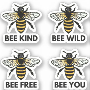 Bee Free Wild Kind You Bumblebee Illustrated Sticker