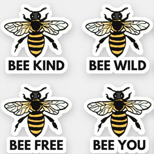 Bee Free Wild Kind You Bumblebee Illustrated Sticker