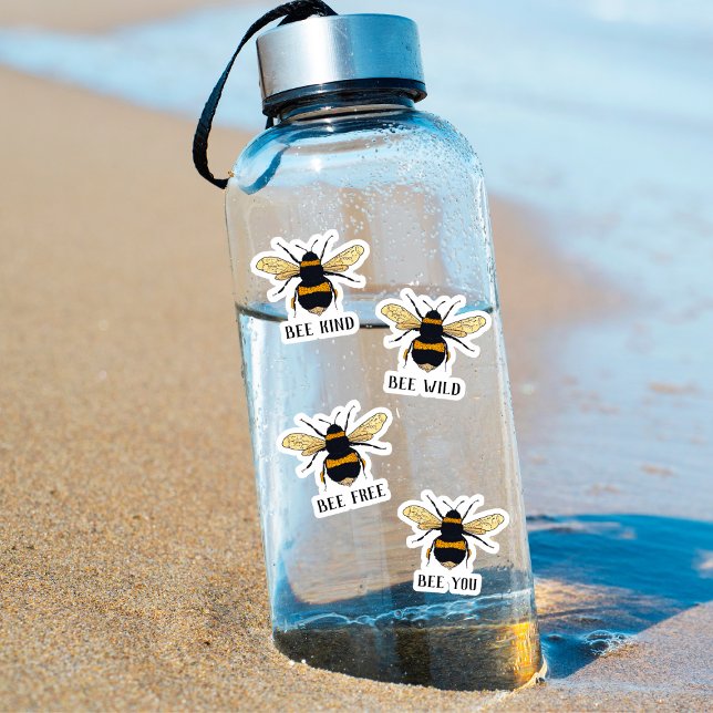 Bee Free Wild Kind You Bumblebee Illustrated  Sticker (Creator Uploaded)