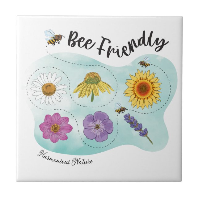 Bee friendly - Harmonious Nature Ceramic Tile (Front)