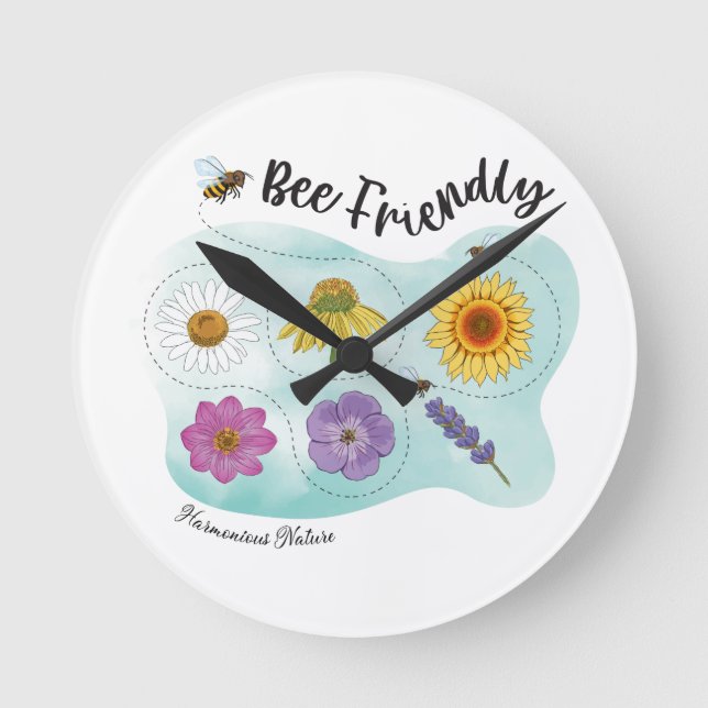 Bee friendly - Harmonious Nature Round Clock (Front)