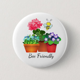 Bee Friendly Potted Flower Garden Button