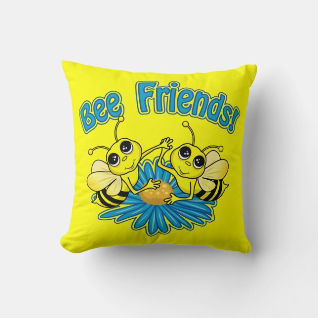 Bee Friends Throw Pillow (Front)