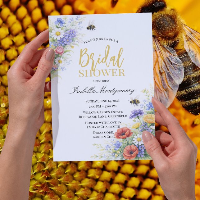Bee Garden Bridal Shower Theme Invitation (Bee Garden Bridal Shower Theme Invitation)