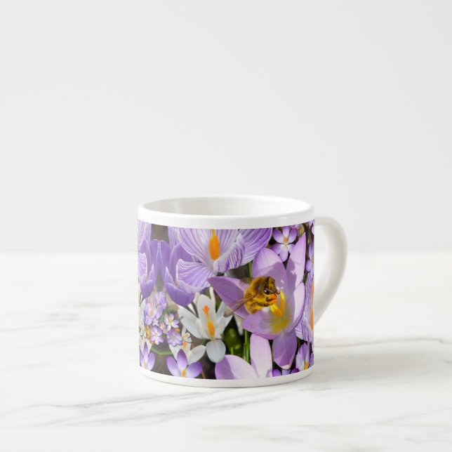 Bee Gathering Nectar from Crocus flowers Coffee Mu Espresso Cup (Front Right)