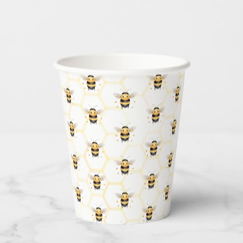 Bee Gender Neutral Honeycomb Pattern Baby Shower Paper Cups