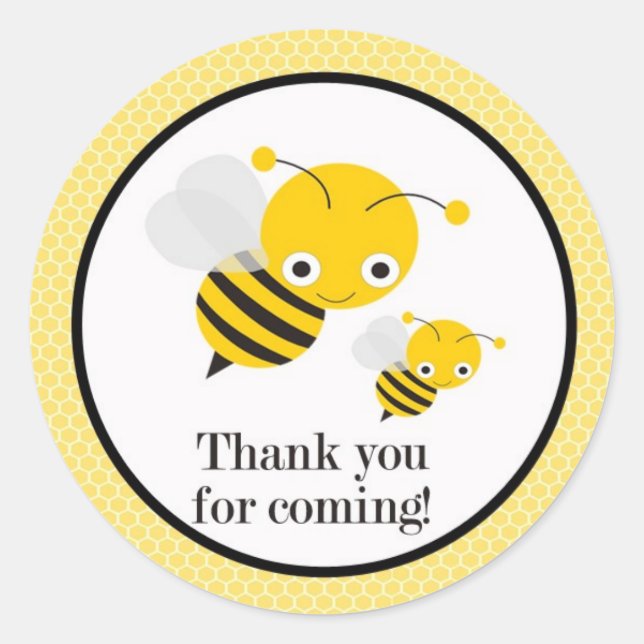 Bee Gender Reveal Baby Shower Favor Stickers (Front)