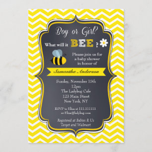 Bee Gender Reveal Baby Shower Invitations