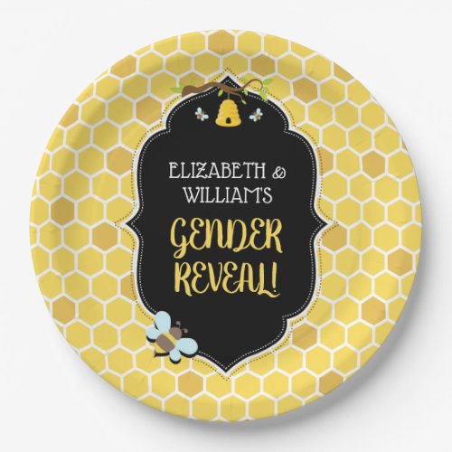 Bee Gender Reveal Baby Shower Paper Plates