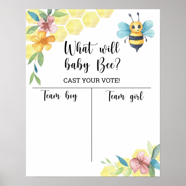 Bee Gender reveal Boy or Girl chart (Front)