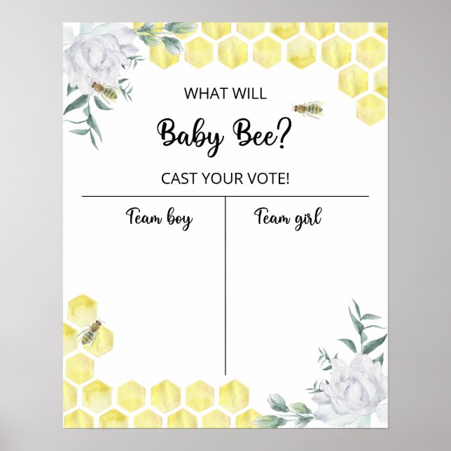 Bee Gender reveal Boy or Girl chart (Front)