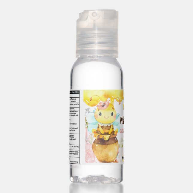Bee gender reveal favor, bumblebee, honeybee. hand sanitizer (Front 3rd)