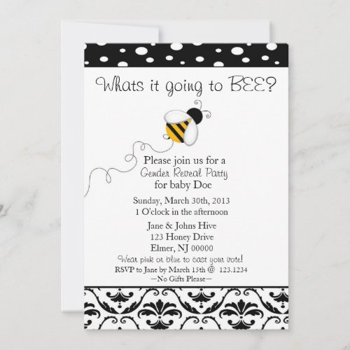 Bee Gender Reveal Invitation
