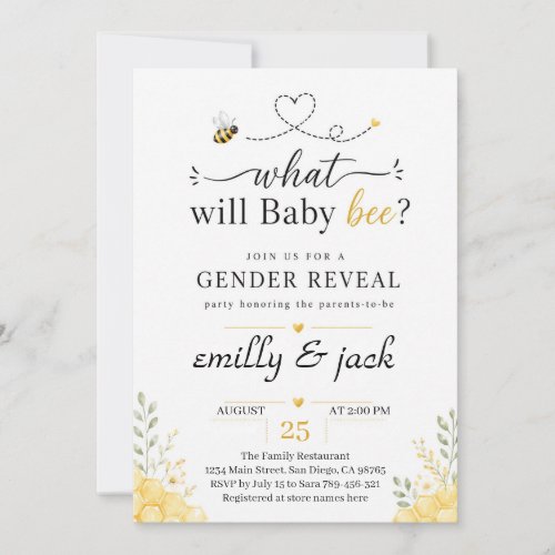Bee Gender Reveal Invitation