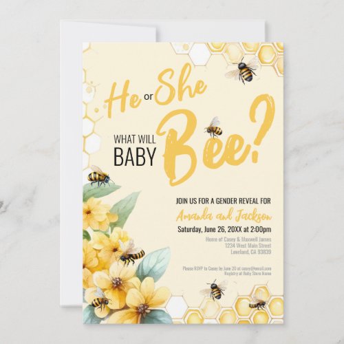Bee Gender Reveal Invitation