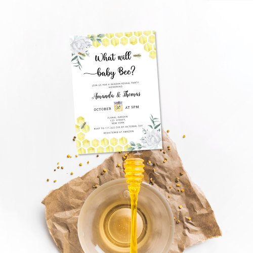 Bee gender reveal invitation