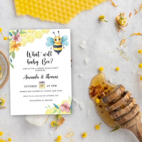 Bee gender reveal invitation