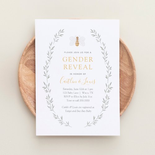 Bee Gender Reveal Party Invitation