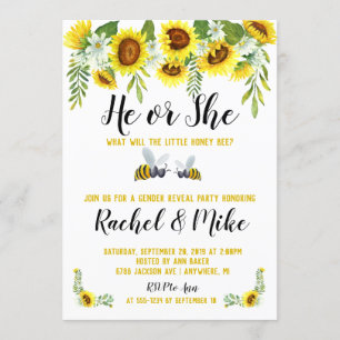 Bee Gender Reveal Party Invitation