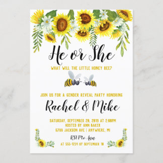 Bee Gender Reveal Party Invitation
