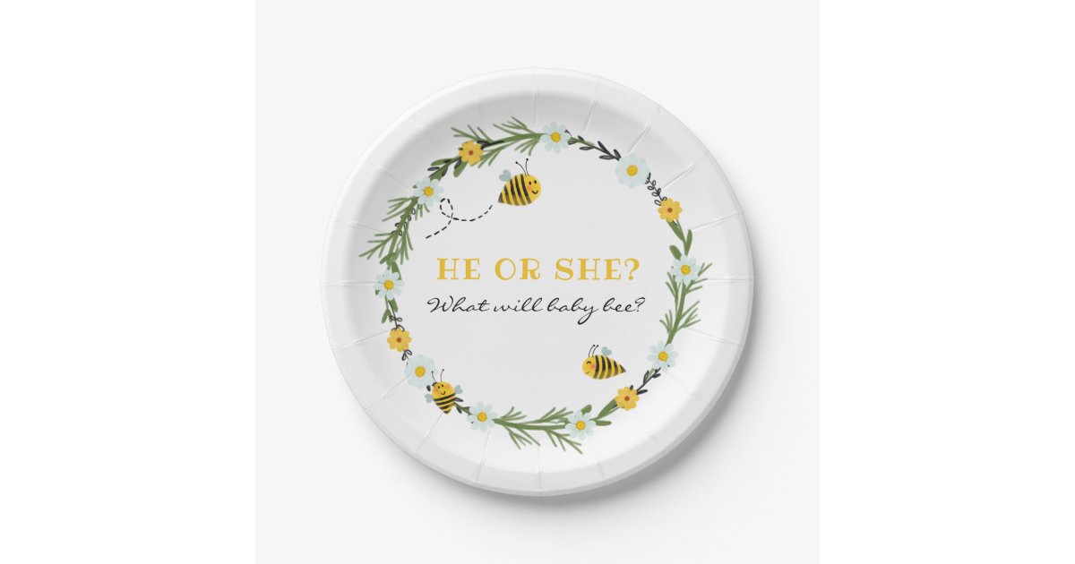 Bee Gender Reveal Plate | Zazzle